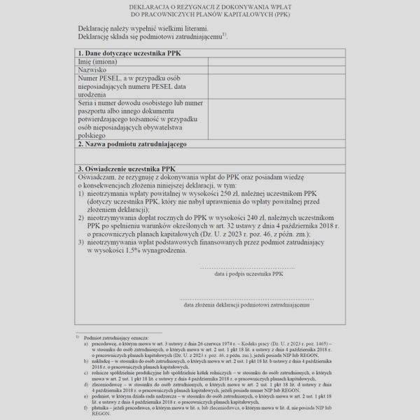 Do kiedy pracownik może zrezygnować z PPK? Terminy i zasady