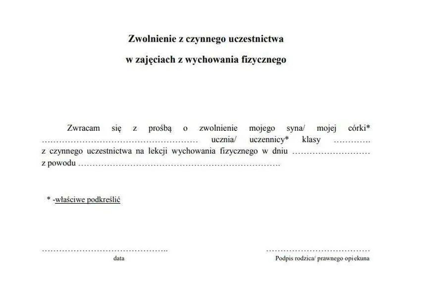 Jakie mogą być powody zwolnienia z WF? Oto najważniejsze informacje