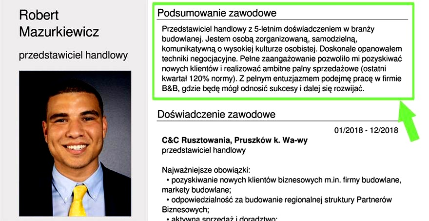 Podsumowanie zawodowe w CV – jak napisać skuteczny wstęp? Przykłady
