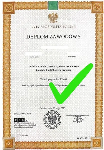 Certyfikat kompetencji zawodowych