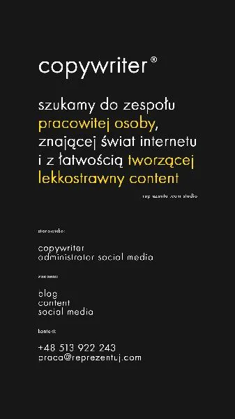 Copywriter praca