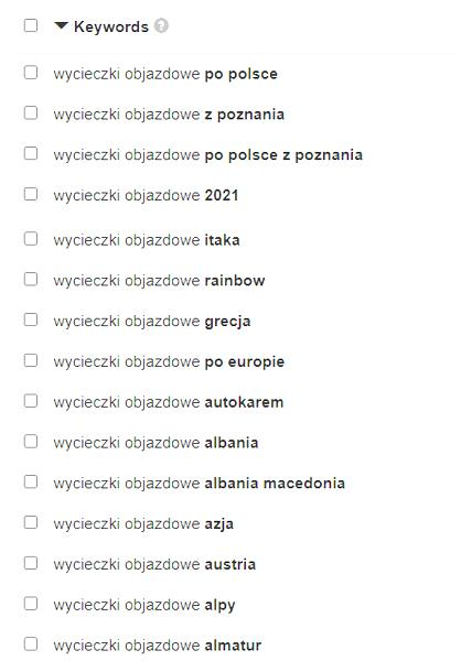 Dobór słów kluczowych