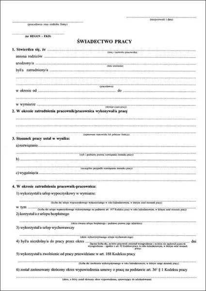Duplikat świadectwa pracy