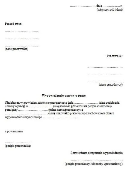 Okres wypowiedzenia pracy