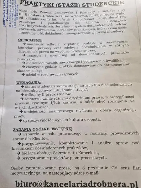 Płatne praktyki studenckie