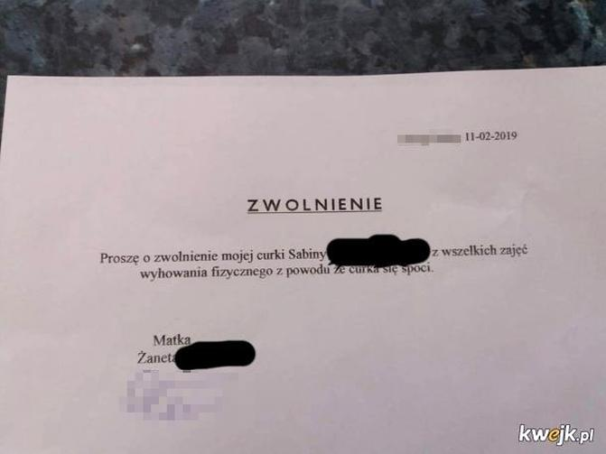 Podrabianie zwolnienia z WF