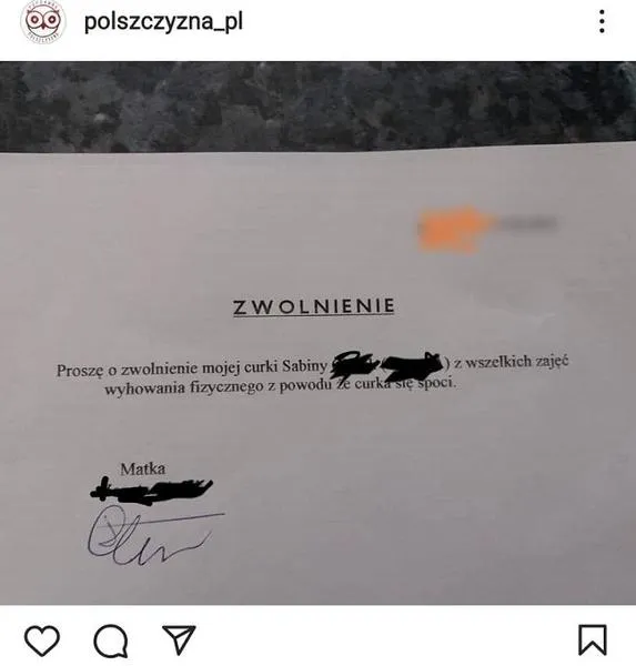Powody zwolnienia z WF