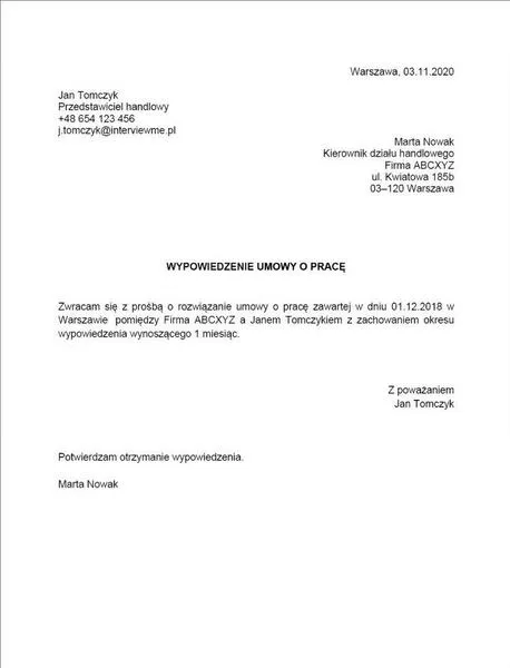 Przyczyny wypowiedzenia umowy