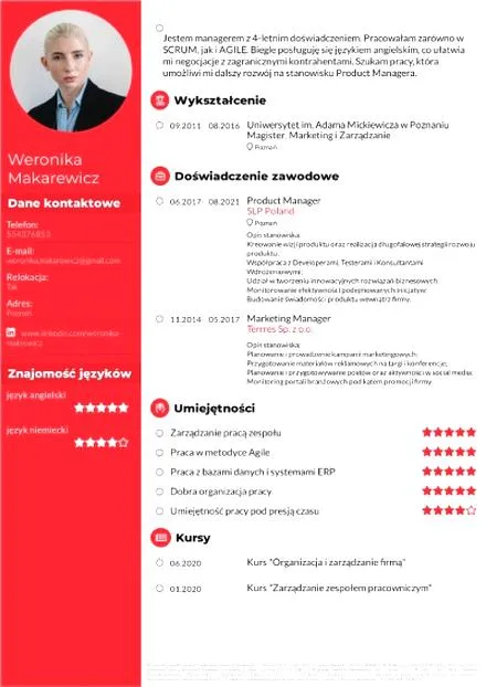 Sekcje w CV produkcji