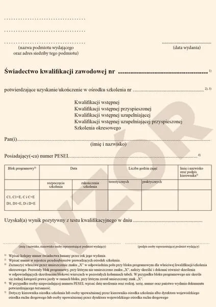 Świadectwo kwalifikacji zawodowej