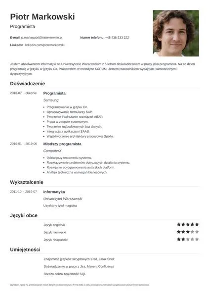 Technologie w CV