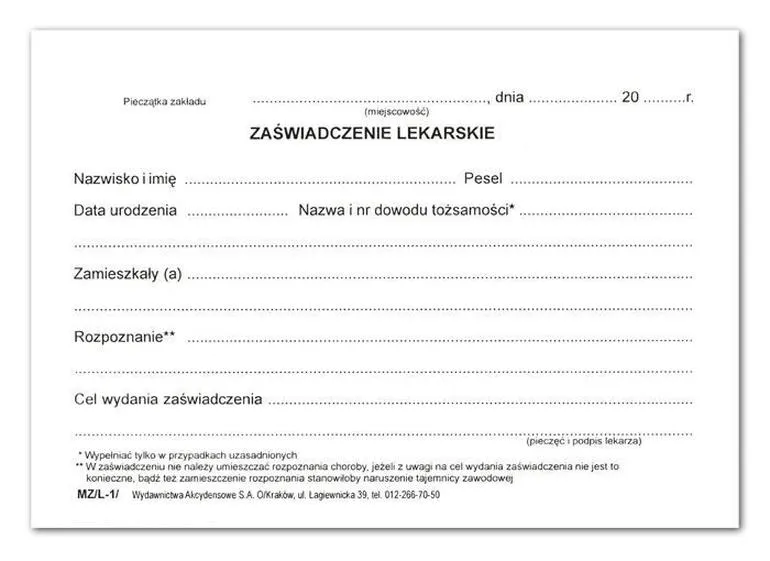 Wymagane dokumenty do zwolnienia