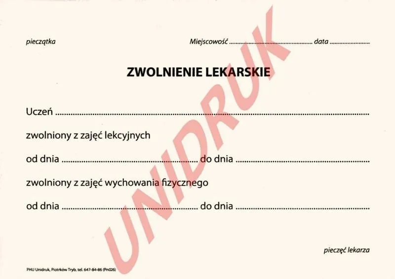 Zasady wystawiania zwolnienia