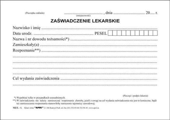 Zwolnienie z noszenia maseczki